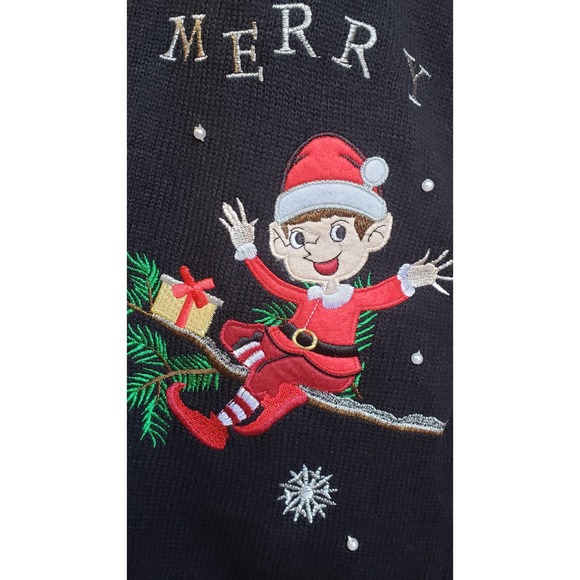 Holiday Time size 12/14 black & multicolored Christmas vest - Picture 2 of 6